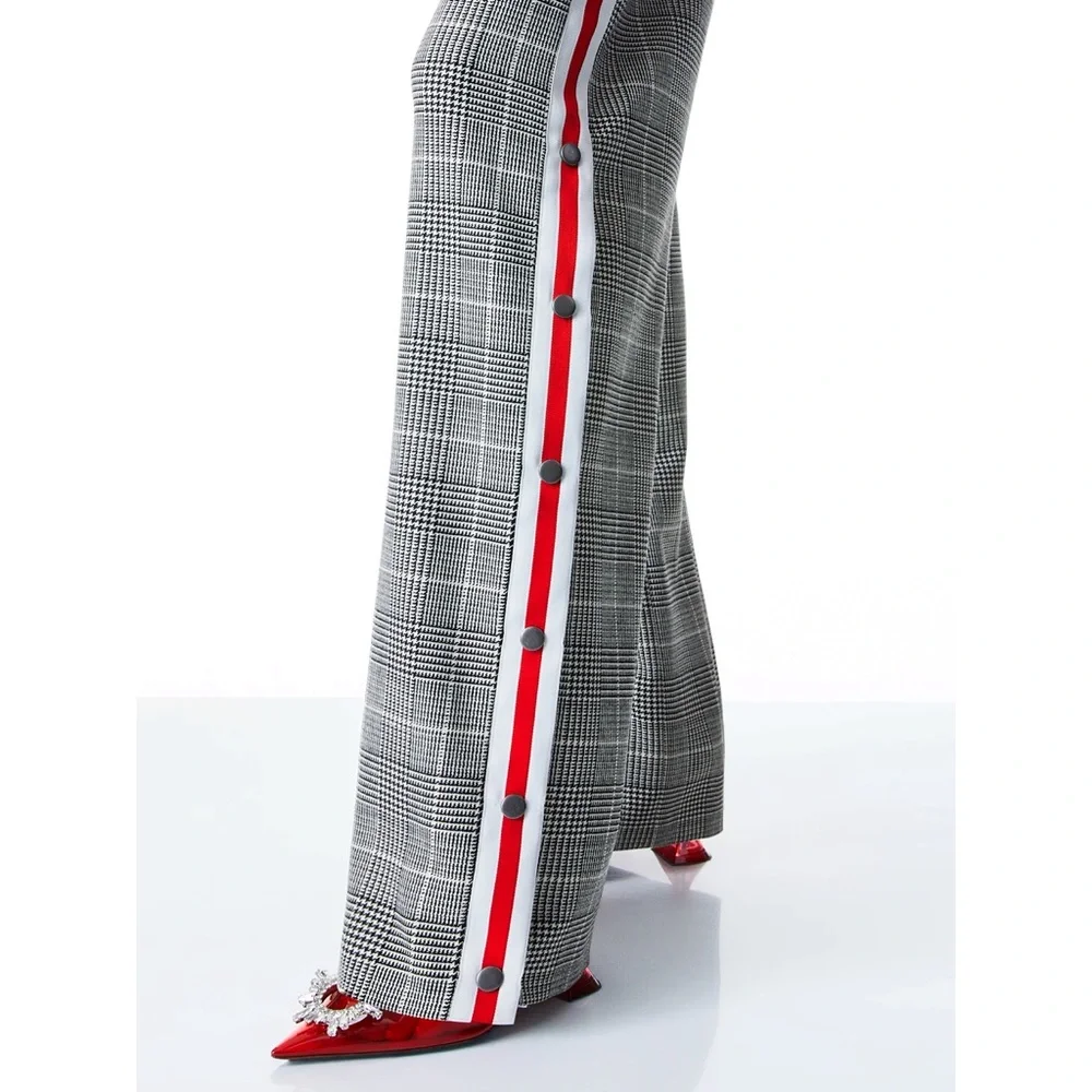 Alice + Olivia Maricruz Plaid Wide Leg Side Snap Pants - Picture 7 of 15
